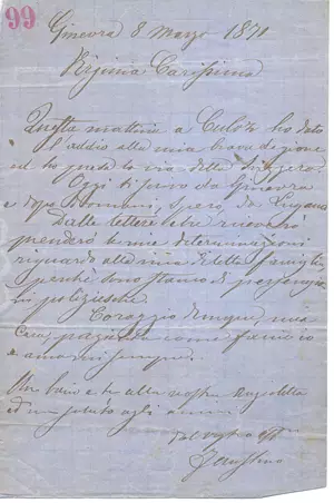 Lettera di Tanara alla moglie